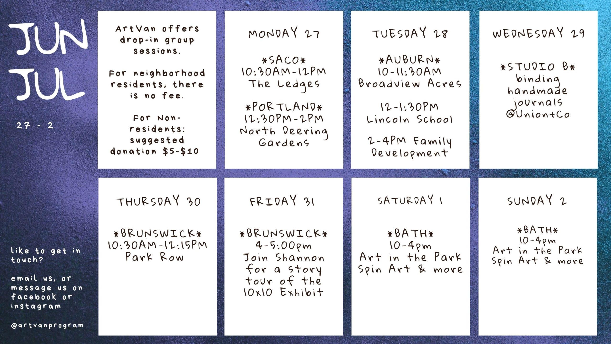 weekly ArtVan schedule (3)